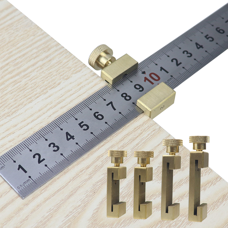 Woodworking Marking Gauge - Adjustable Steel Ruler Positioning Block Angle