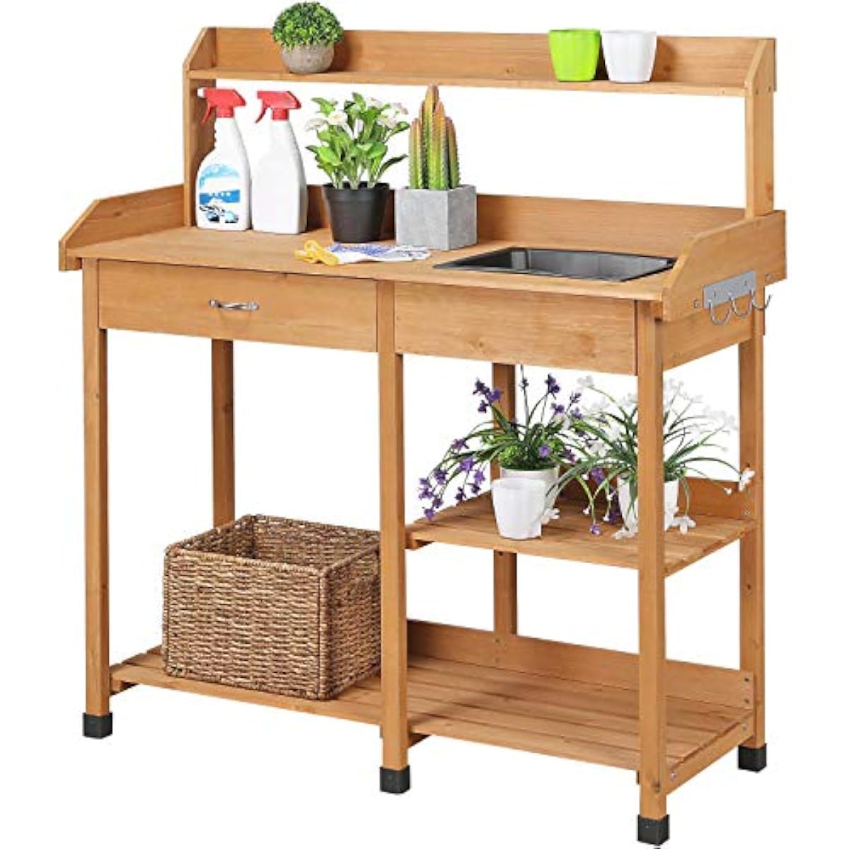 Woodworking Workbench - Outdoor Potting Bench with Removable Sink