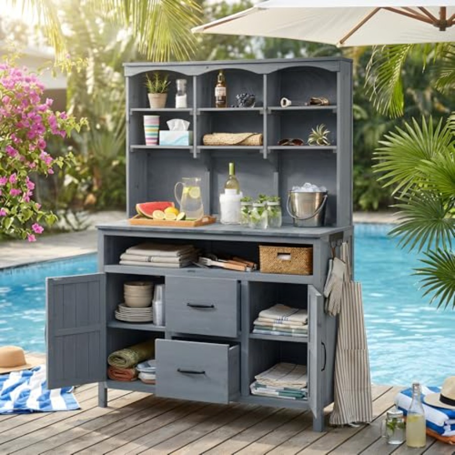 Outdoor Potting Bench Table wi - Woodworking Workbench 评论和价格