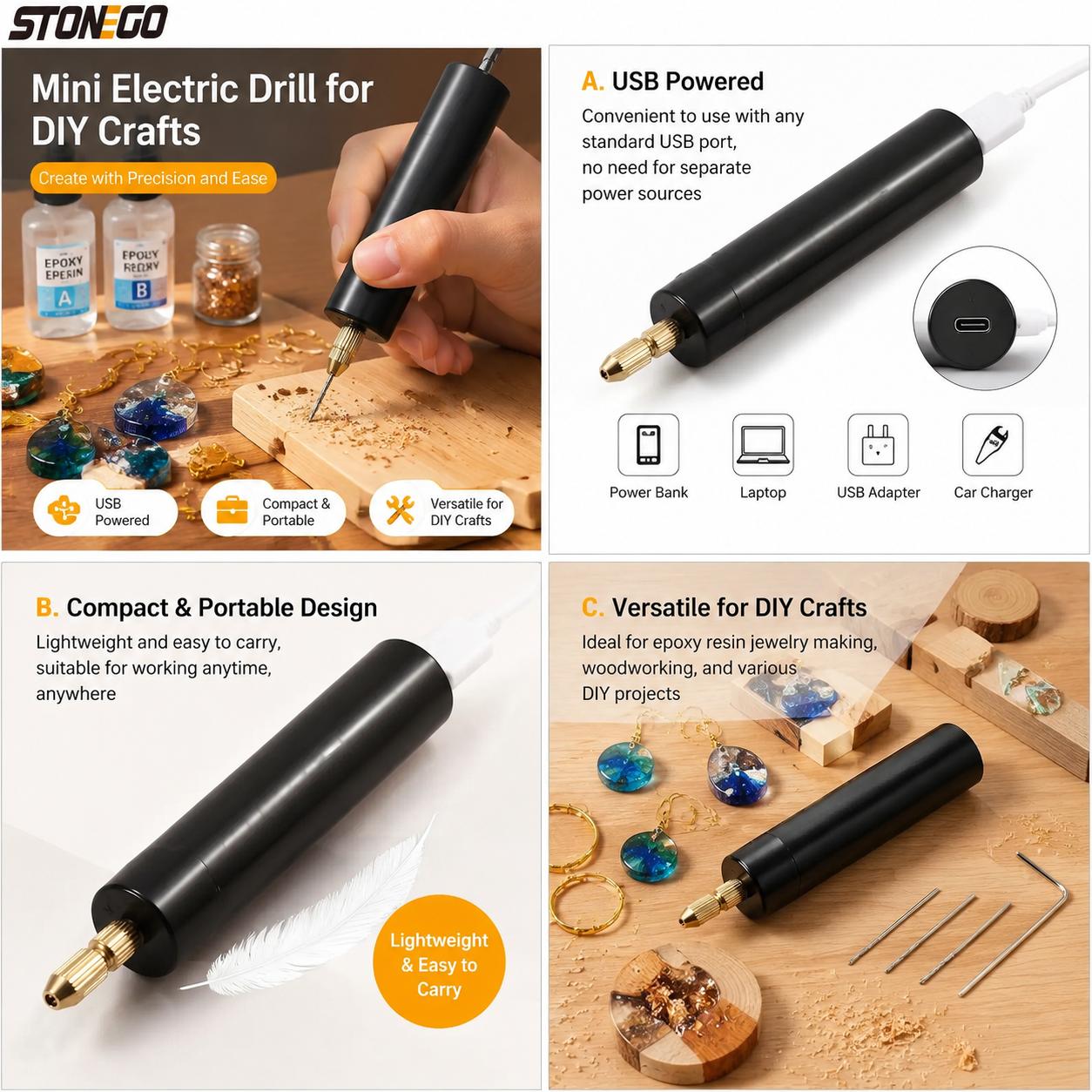 Mini USB Powered Electric Dril - Woodworking Epoxy 评论和价格