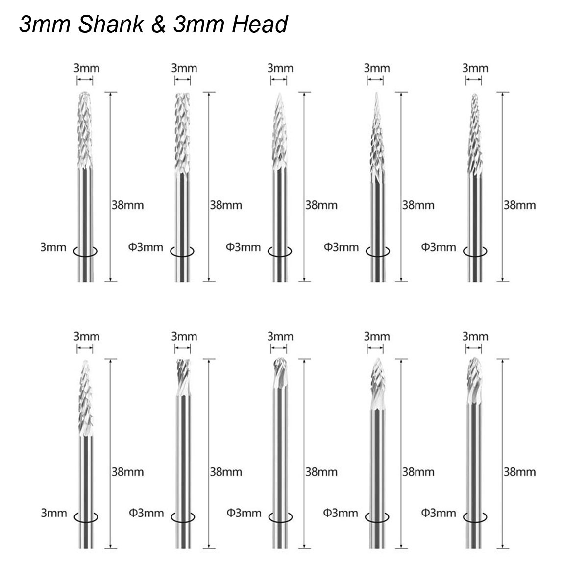 3mm Shank Tungsten Carbide Bur - Woodworking Rasps And Files 评论和价格