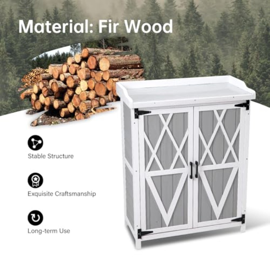 Outdoor Potting Bench, Garden  - Woodworking Workbench 评论和价格