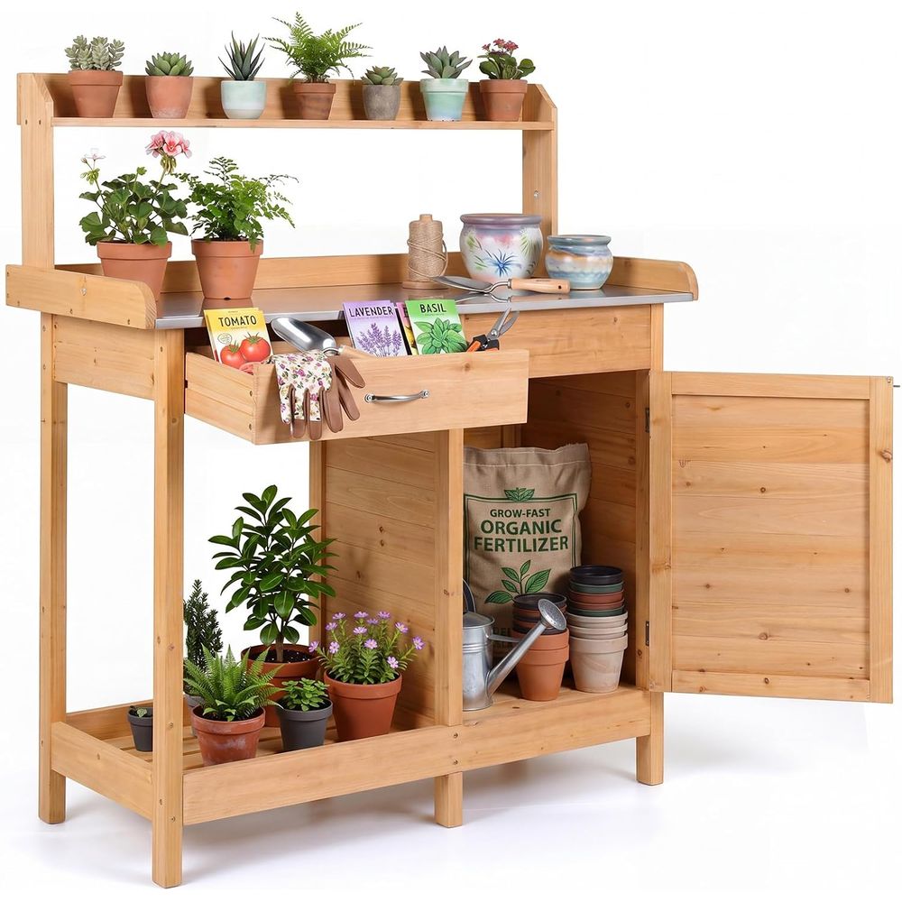 Outdoor Potting Bench Table Wo - Woodworking Workbench 评论和价格