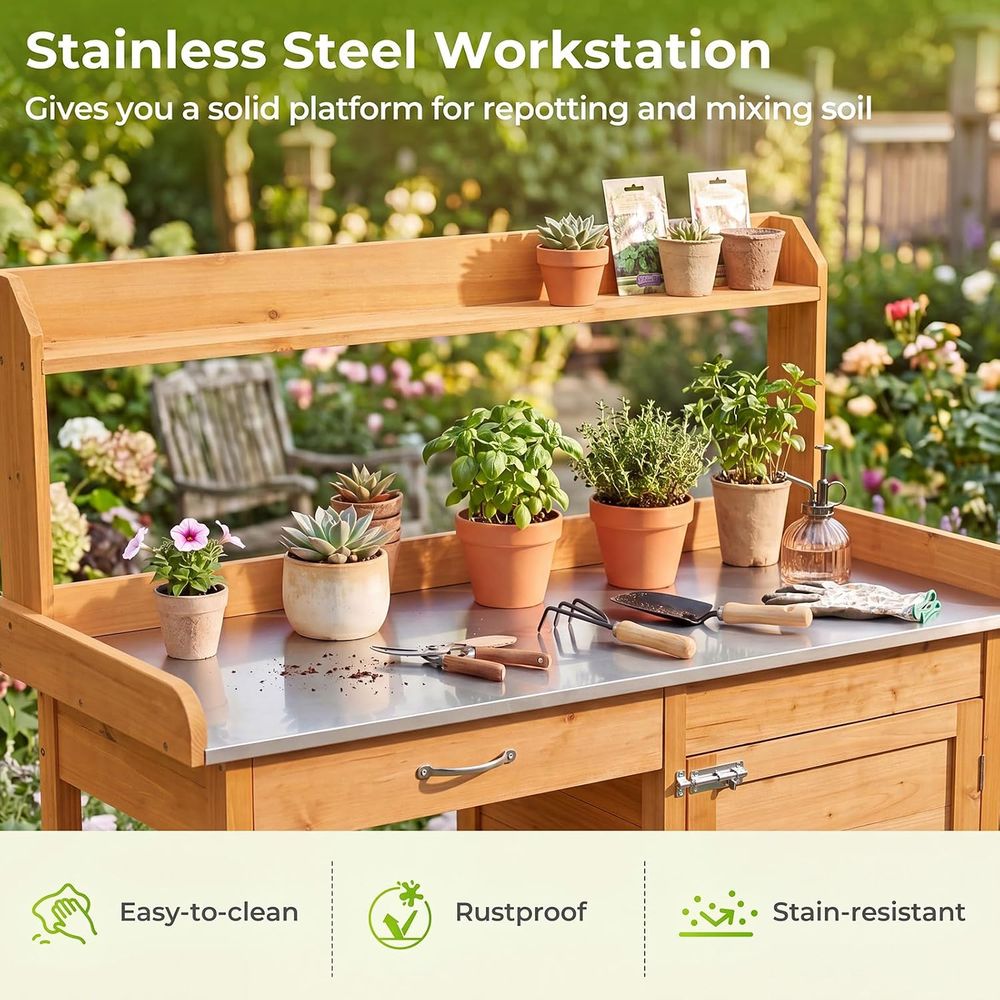 Outdoor Potting Bench Table Wo - Woodworking Workbench 评论和价格