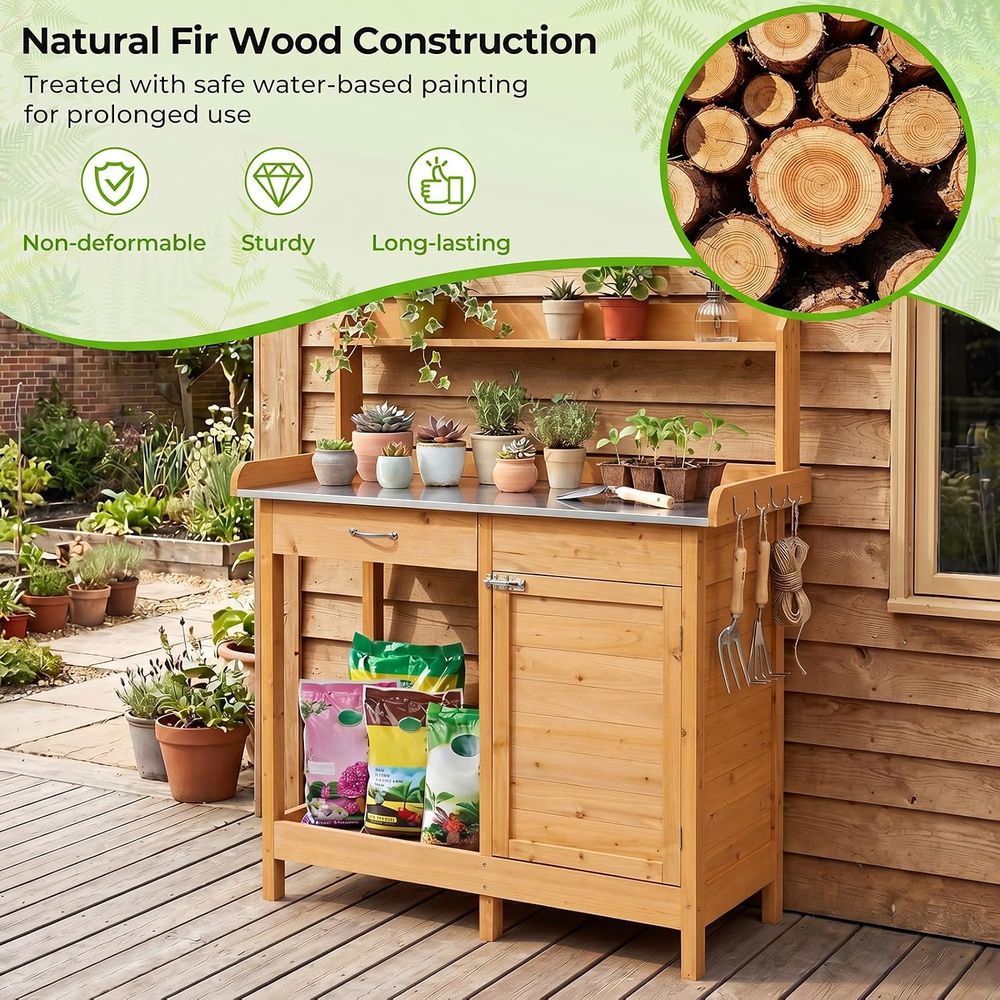 Outdoor Potting Bench Table Wo - Woodworking Workbench 评论和价格