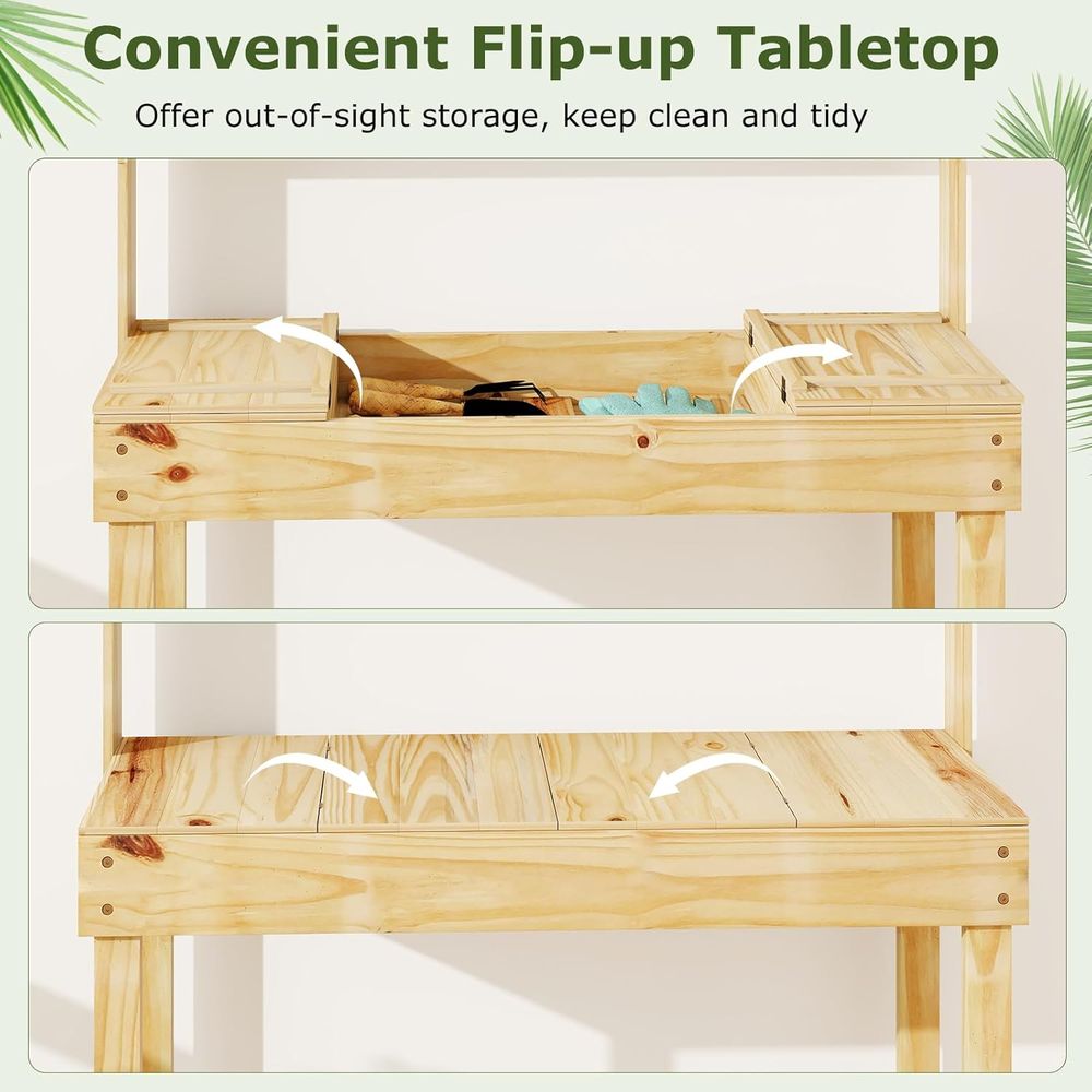 Potting Bench Table, 60” Wood  - Woodworking Workbench 评论和价格