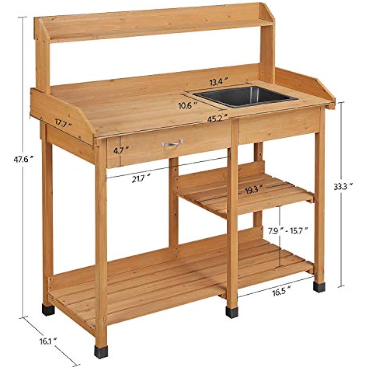 Outdoor Potting Bench with Rem - Woodworking Workbench 评论和价格